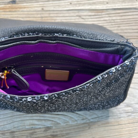 Deux Lux Black Sequin Studded Clutch Bag - Picture 4 of 7